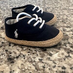 Ralph Lauren Black Baby Shoes with Tan Trim